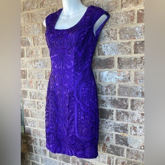 Sue Wong Purple Embroidered Sheath Dress-0 - Picture 2 of 12
